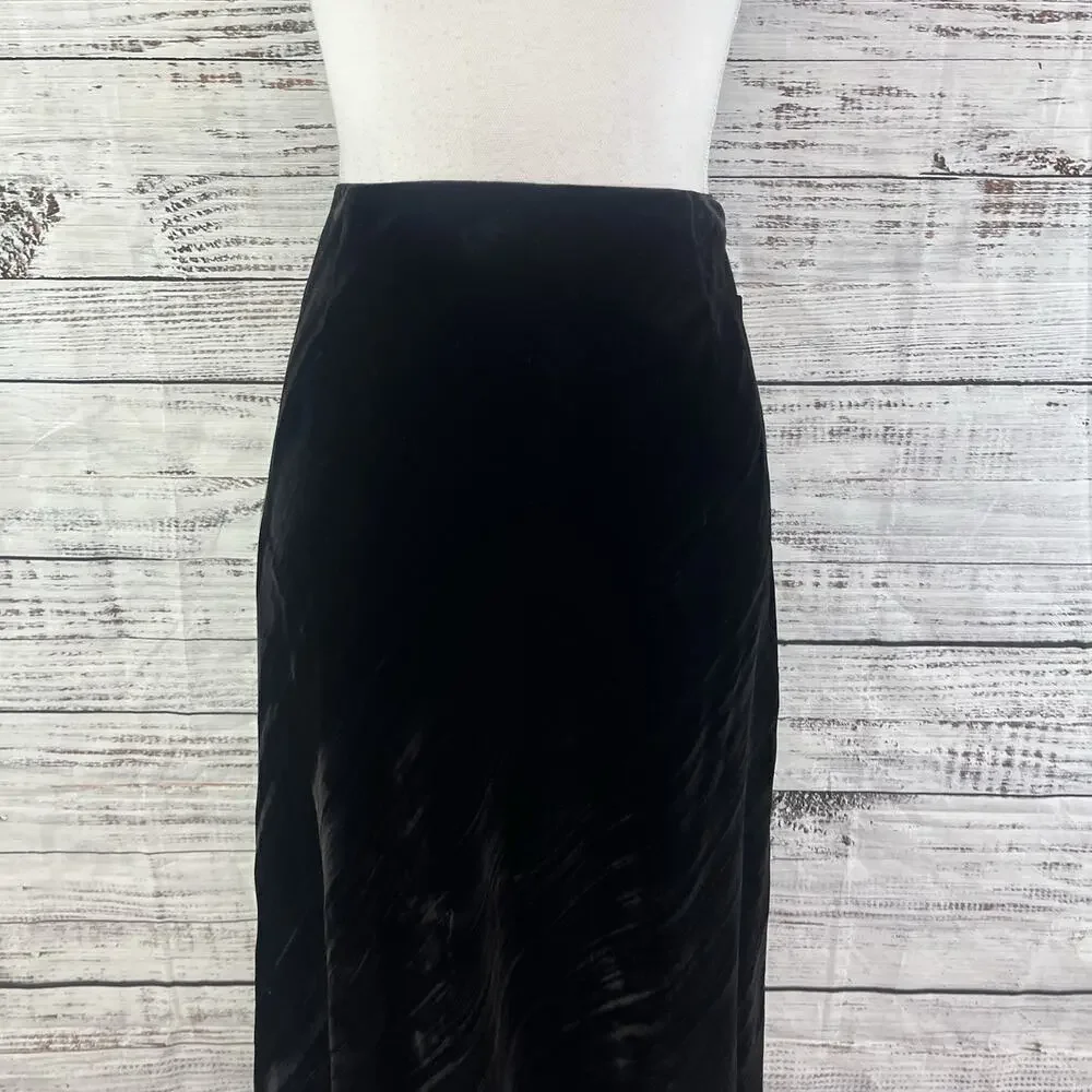 Style & Co Skirt size 6 Black Velveteen Bias Knee A Line Modest Party Cocktail